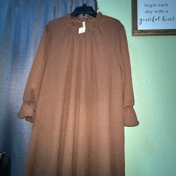 Celeste Chocolate Brown Long Sleeve Dress - Picture 3 of 9